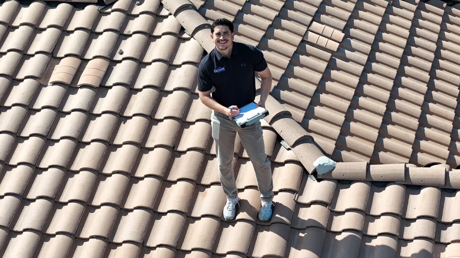 Roof inspection on a tile roof in Arizona